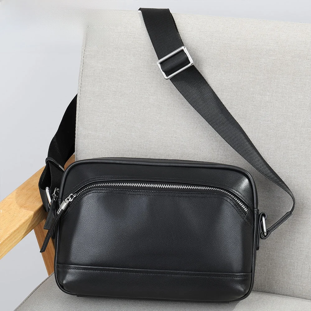 

Maront New Simple Soft Leather Men's Crossbody Bag Trendy Leather Bag Top Layer Cowhide Faionable Men's Single oulder Bag