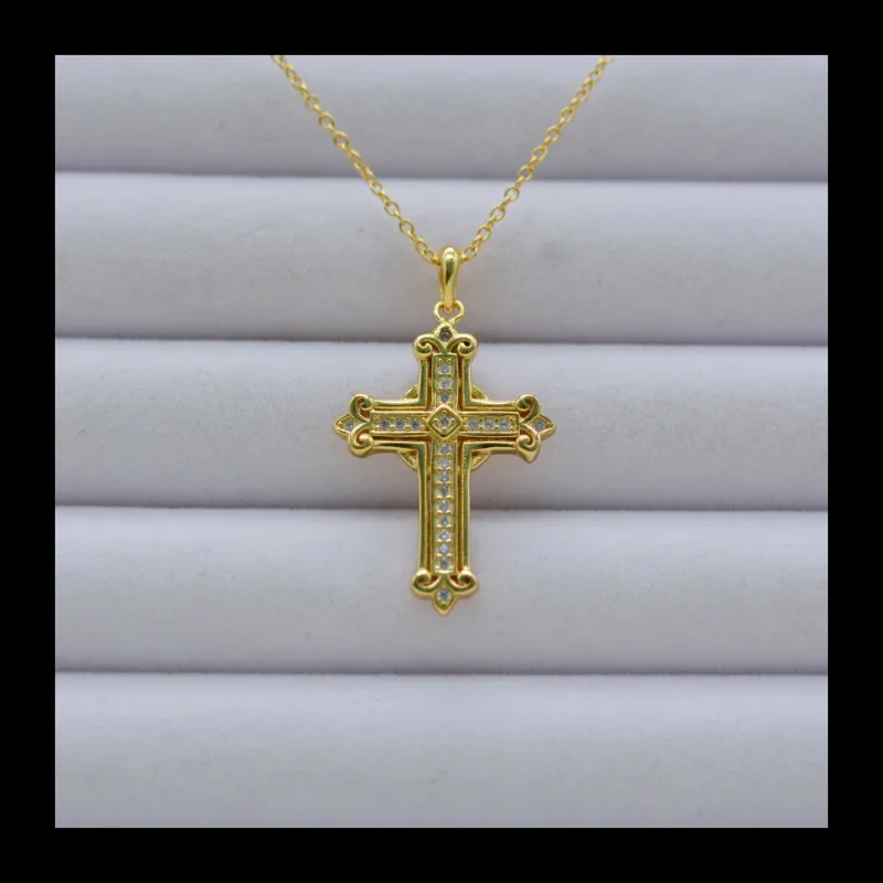 

Лидер продаж S925 серебряный персонализированный винтажный кулон с крестом и бриллиантами из стерлингового серебра на ключице ожерелье для женщин