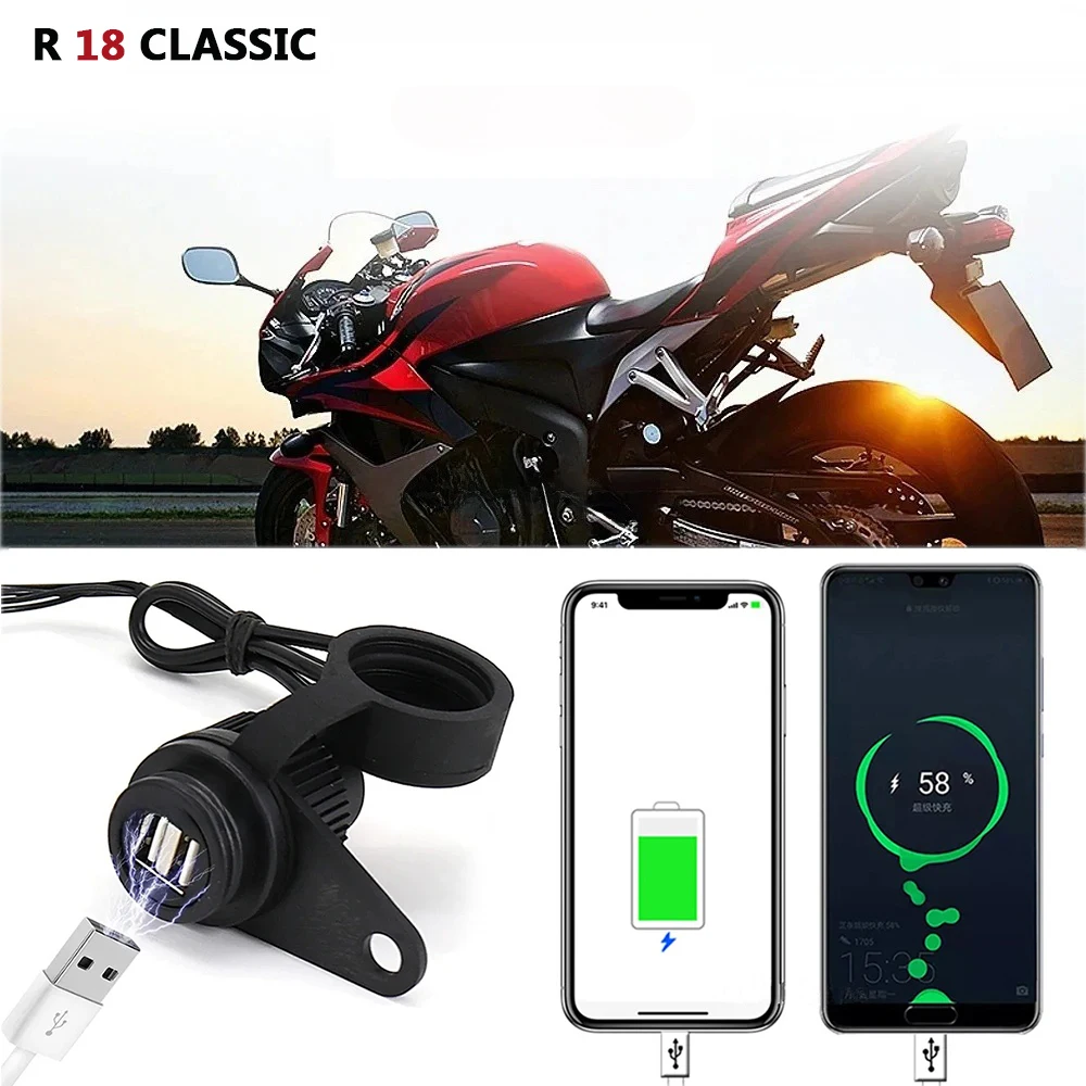 

Dual USB Charger Socket For BMW R18 R 18 Classic Motorcycle Accessories With Lossless Wiring Harness Fast Charging