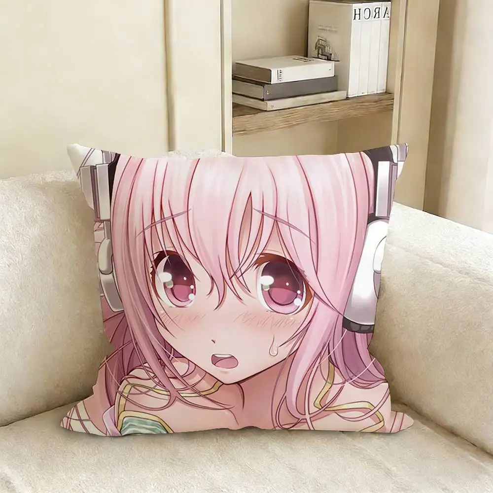 Cartoon Singer S-Super S-Sonico Pillow Case Living Room Sofa Cushion Cover Suitable For Home Bedroom Room Decoration