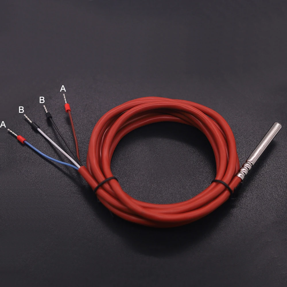 4-draads type PT100 thermokoppel waterdichte hoge temperatuur thermokoppel temperatuursensor met siliciumkabel