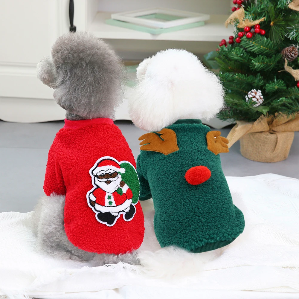 Christmas Dog Clothes T-shirt Cute Puppy Cat Christmas Clothes Costume New Year Pet Clothing Outfit For Chihuahua Yorkshire