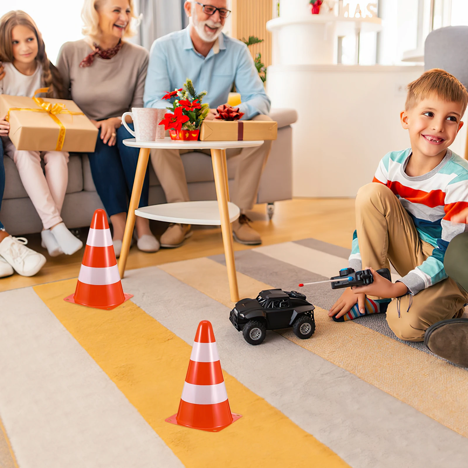 6 قطع من مخاريط المرور: حاجز أمان على الطرق لإدارة حركة المرور في البناء، مخاريط بلاستيكية محمولة عالية الوضوح لوقوف السيارات