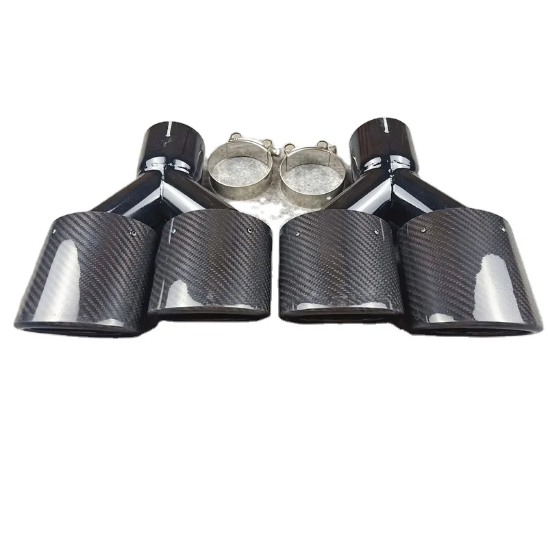 

Y Model Oval Glossy Carbon Fiber Exhaust Tip For B-MW B-ENZ A-UDI Car Universal Rear Diffuser Stainless Steel Muffler Pipe