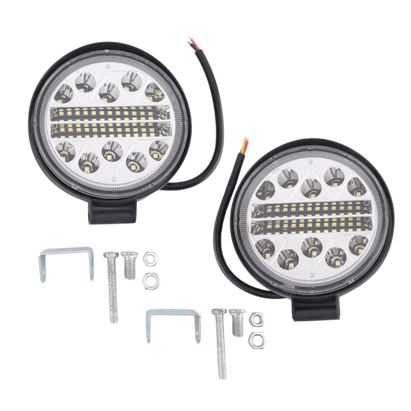 4 Inch LED Light Pods 2 Pcs Round Tractor Work Light Spot Flood Driving Small Light Bar Waterproof For Truck Pickup UTV