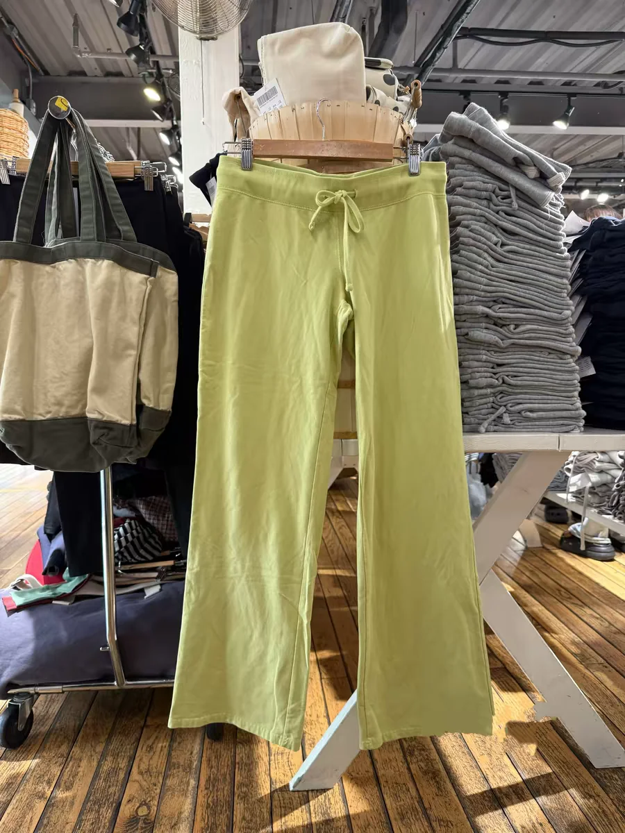 High Waist Straight Leg Casual Pants Women's Belted Loose Slimming BM Style Green Long Trousers Comfortable Breathable Cotton