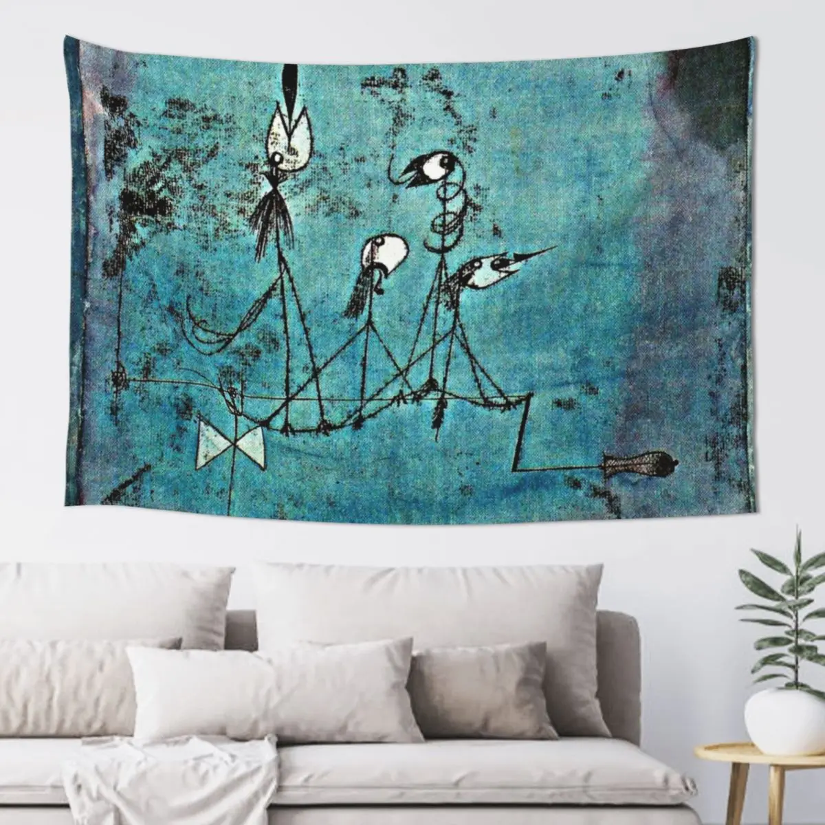 

Paul Klee artwork, Twittering Machine Tapestry Decoration Room Room Aesthetic Decorations For Your Bedroom Tapestry