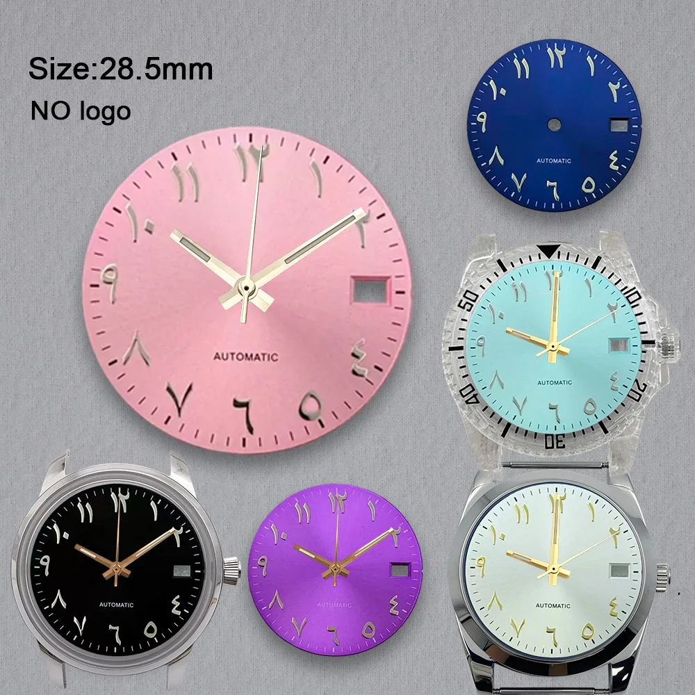 NH35 Dial No Logo Blank Arabic Numeral Dial 28.5mm Dial For NH35 Movement Custom Logo Watch Dials Hands Accessories Repair Tools
