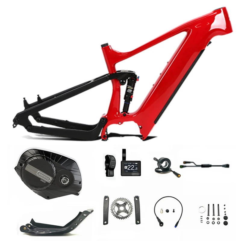 OEM M510 M600 Bafang Mid Drive Motor Carbon Electric Mountain Bike Full Suspension Ebike Frame Kit With Battery