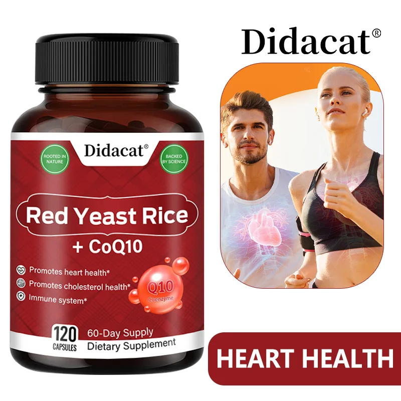 Red Yeast Rice + Coenzyme Q10 - Antioxidant, Protects Heart Health, Brightens Skin Tone, Promotes Brain Health, Boosts Energy