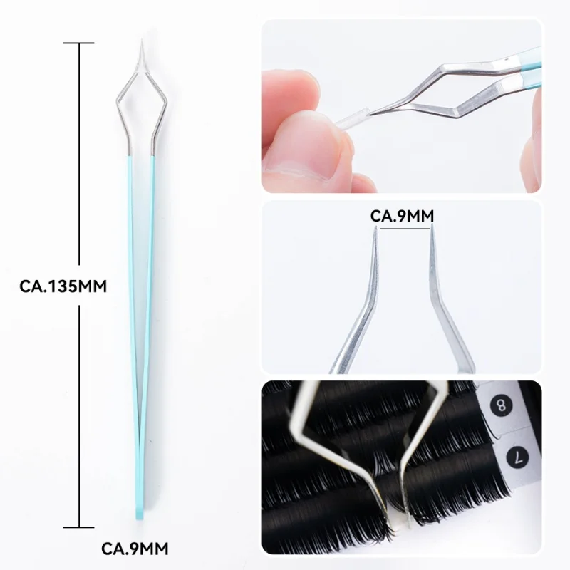 신형 스테인리스 스틸 속눈썹 분리 핀셋 고정밀 곡선형 직선형 섬유 팁 속눈썹 핀셋 눈썹 핀셋 메이크업 도구