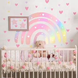 Colorful Rainbow Love Stars Wall Sticker For Kids Baby Room Background Mural Bedroom Home Decoration Removable Cartoon Decals