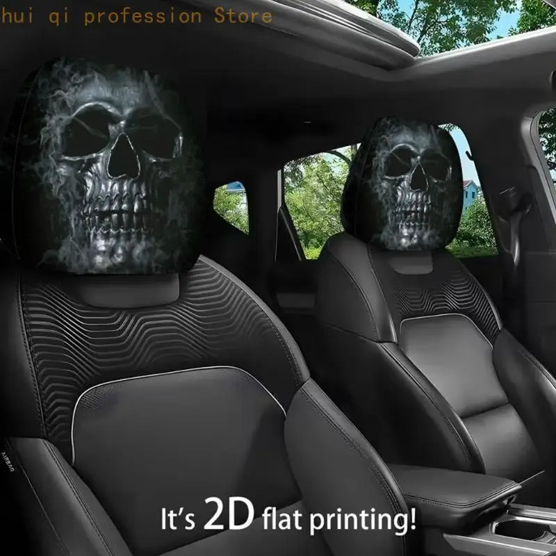 Kopfstützenbezug-Paar mit Totenkopf-Aufdruck, Auto-Kopfstützenbezüge für Vorderkabinen-Styling H8WE – Detail 9