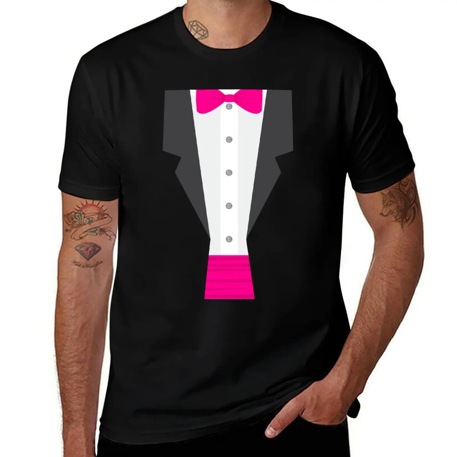 

pink tux tuxedo T-Shirt summer 2025 Luxury man funny gifts plain white t shirts men