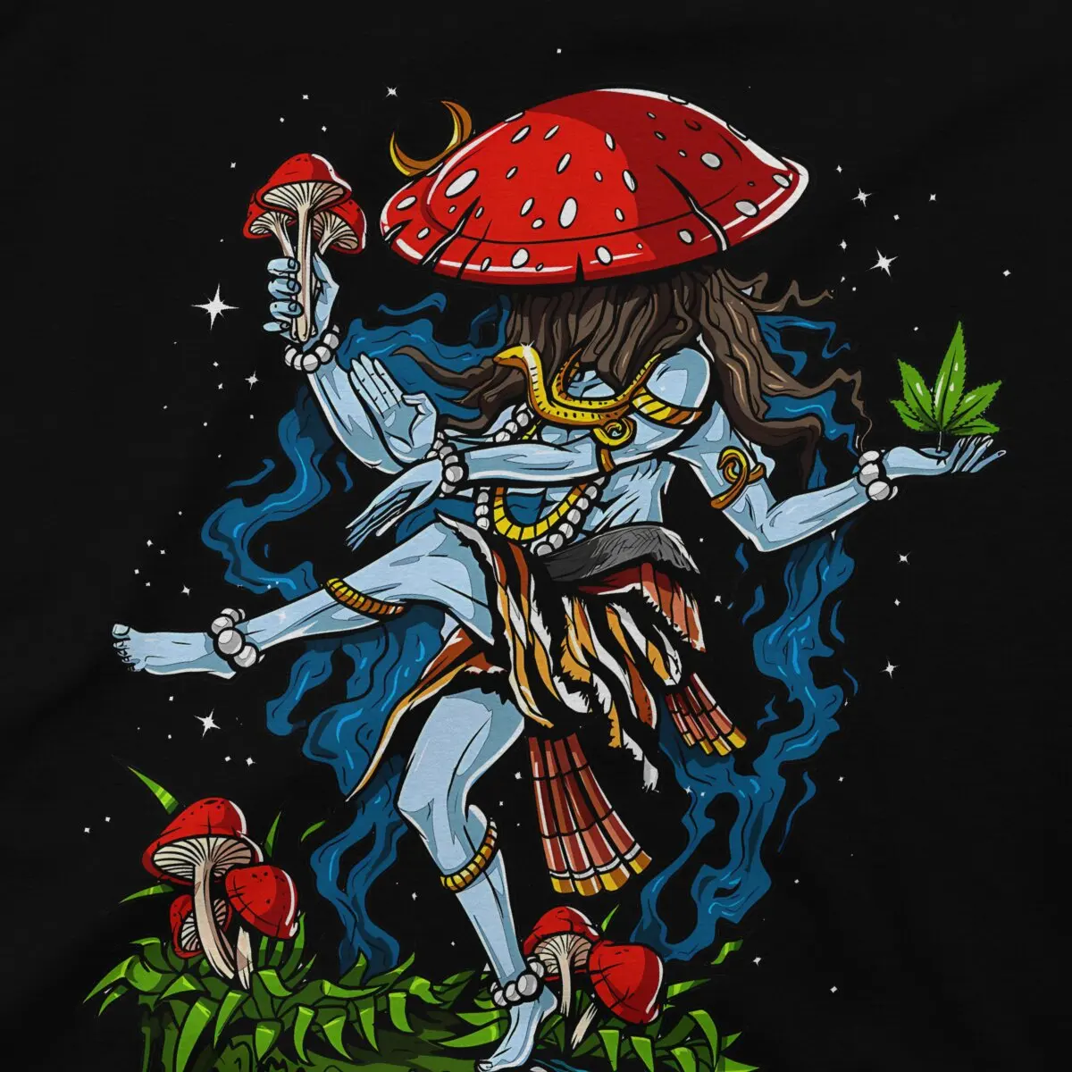 Shiva Unique TShirt Magic Mushroom Top Quality New Design Gift Idea  T Shirt Short Sleeve Ofertas