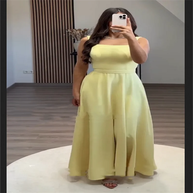 

Платья 2025 женское элегантное арабское вечернее платье без бретелек трапециевидное платье для выпускного вечера желтое длинное свадебное платье по индивидуальному заказу f