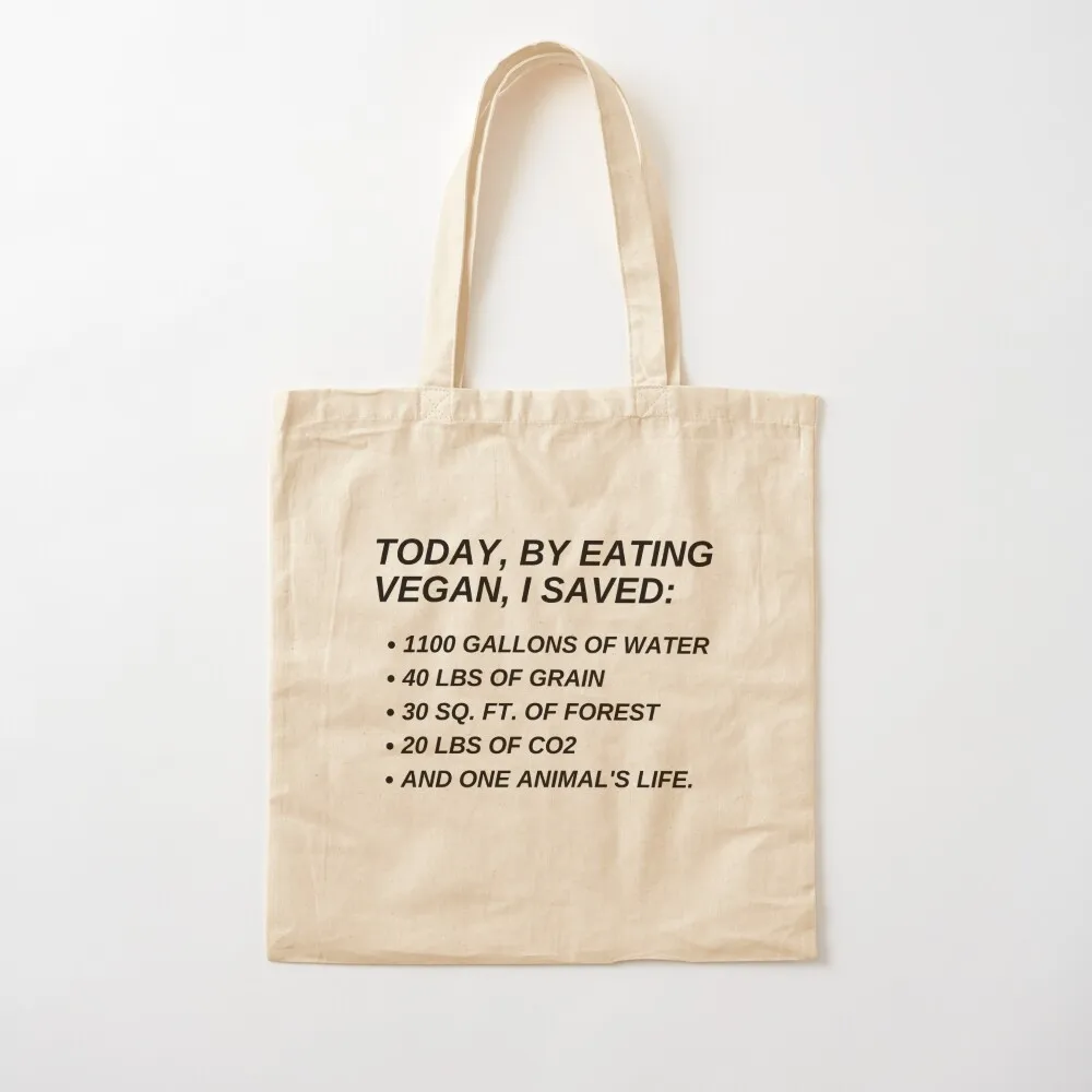 

Today, by eating vegan, I saved... Tote Bag reusable grocery bags Fabric bag Canvas Canvas Tote Bag