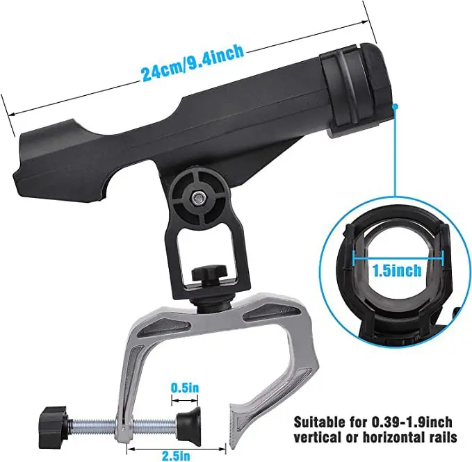Adjustable Portable Kayak Swivel Fishing Seat Angled Boat Aluminum Alloy Fishing Rod Holder for River SMF20