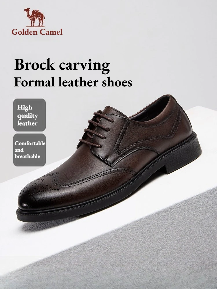 

Golden Camel Men's Derby Shoes 2026 Business Casual Soft Sole Leather Shoes Brand Design Soft Soles Non-slip Velvet Warm Loafers