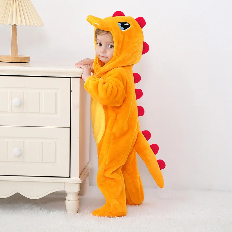 Baby Onesie Romper Toddler Kigurumi Infant Halloween Cosplay Costume Flannel Dinosaur One-piece Pajamas Charmande Jumpsuit