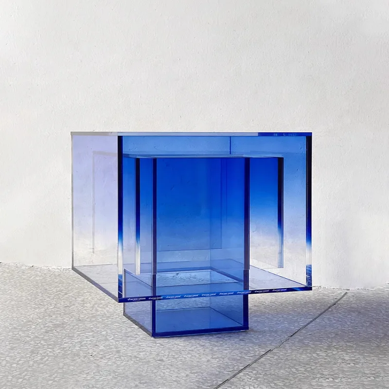 

Acrylic coffee table Klein blue gradual change modern living room estate villa creative