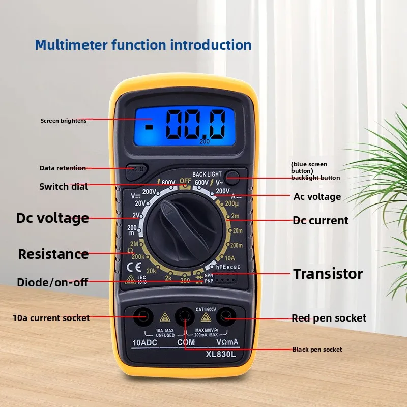 XL830L Digital Multimeter High Precision Electrical Measurement Instrumentation Blue Screen Digital Display Multimeter