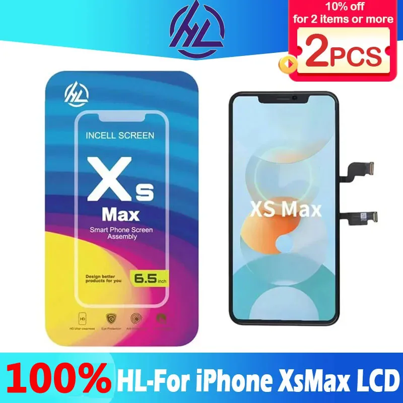 2PCS HL-Incell iPhone HD+ LCD Screen Panel Pantalla For IPhone XsMax LCD Display With 3D Touch Digitizer Assembly Display 100%