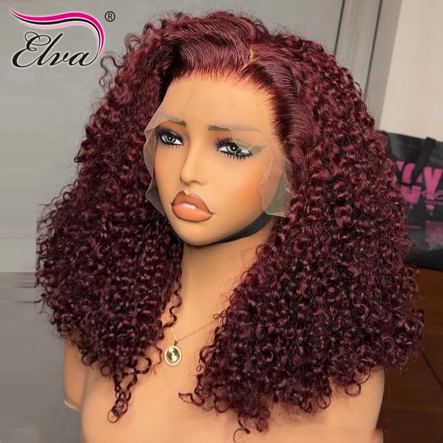 بورجوندي البورمية مجعد 9X6 HD الدانتيل إغلاق شعر مستعار فراق عميق الترا المجهزة الشعر البشري HD كامل أمامي موجة المياه الباروكات البورمية موجة