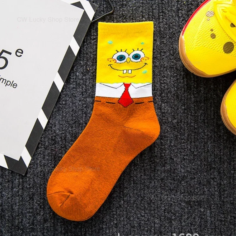 SpongeBob Cute Socks Patrick Star Squidward Cartoon Cotton Socks Tall Tube Casual Student Breathable Socks Boys Girls Sock