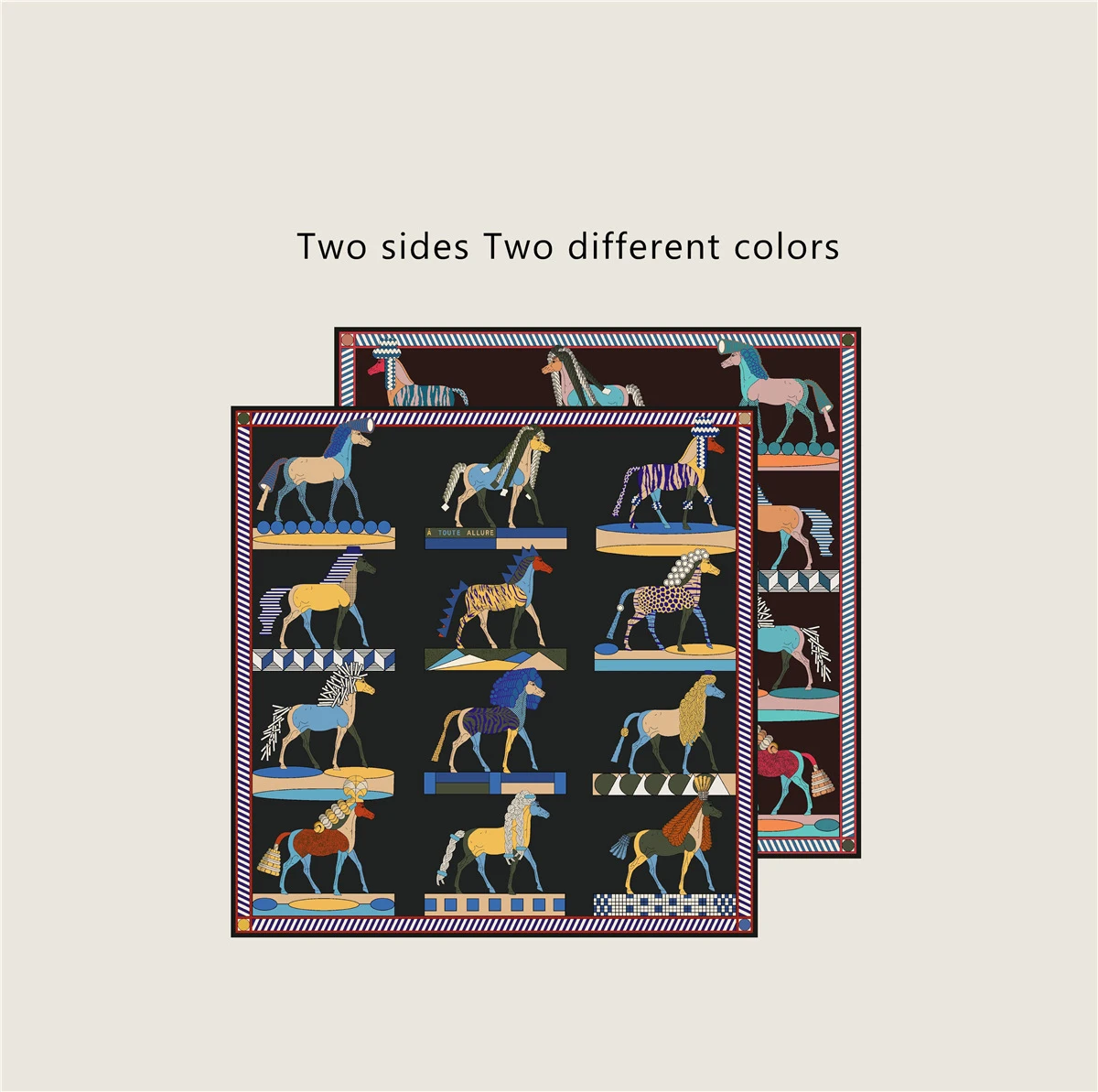 

Двусторонний шарф 90 см, женские квадратные банданы, шелковые платки на голову, шали с закрученными краями, женские платки на голову, рождественский подарок для лошади