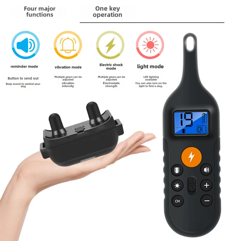 New rechargeable waterproof remote control dog trainer electronic electric shock collar bark stopper funny dog eye massager