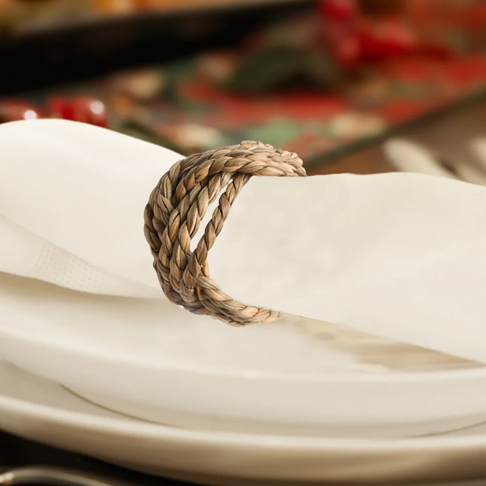

6Pcs Napkin Rings Decorative Woven Straw Handcrafted for Dining Table Decoration Home Restaurant Bar Event Wedding Rustic Napkin