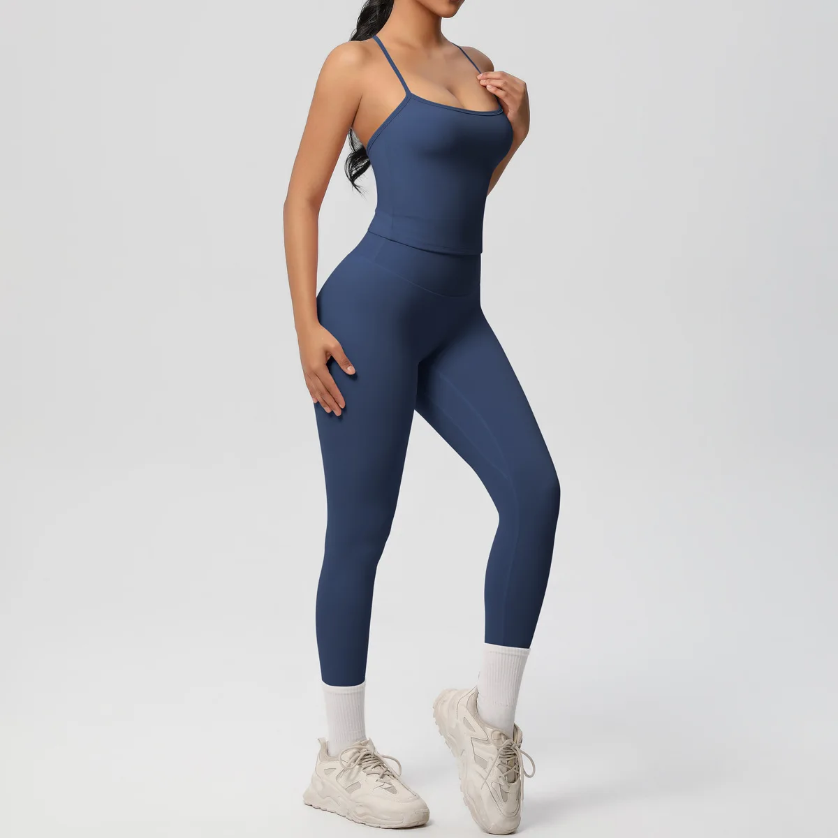 JUREN Yoga Outfits Women Tracksuit Fitness Suit Training Sleeveless Sport Gym Set Workout Overalls Sports Underwear Sportswear