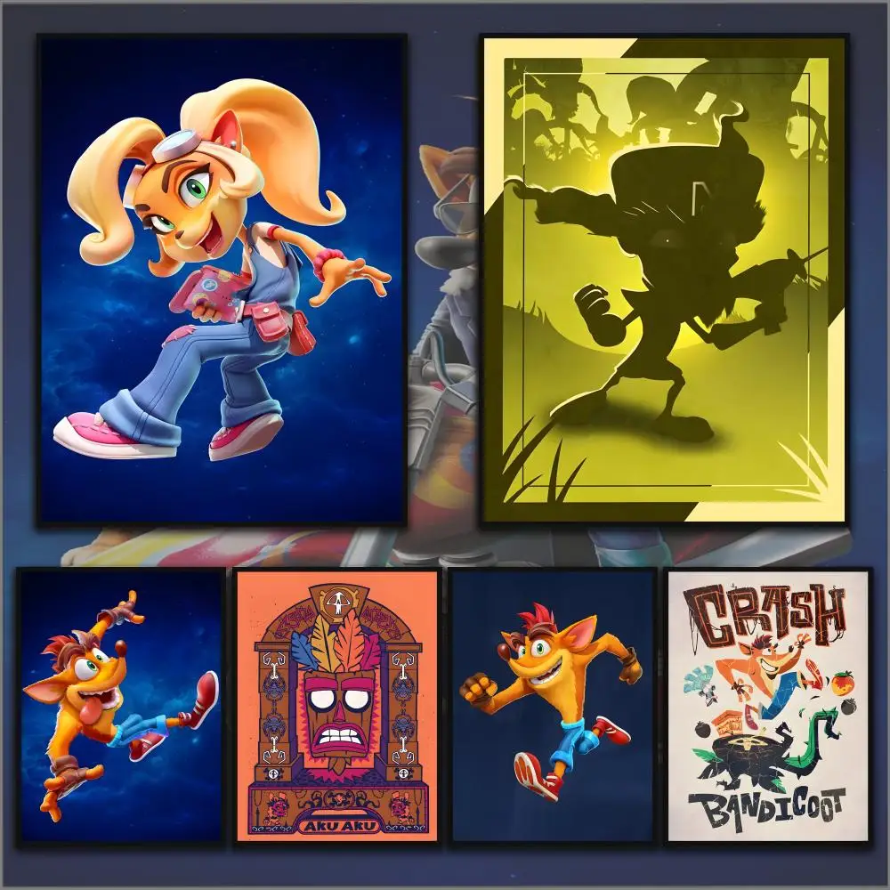 C-Crash Bandicoot Geam Poster HD Anime Hot Theme Sänger/OST/Film-Wasserdicht Selbstklebende Heimdekoration