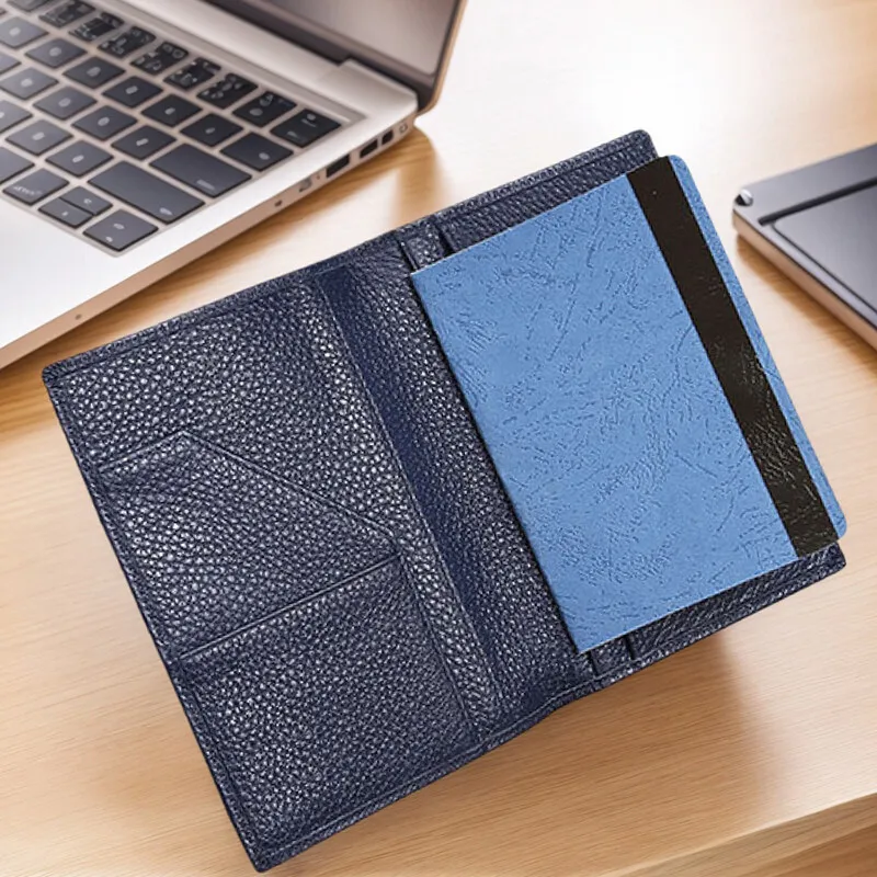 Reiseboarding-Pass aus echtem Leder, Reisepass-Notizbuch, mehrere Kartenfächer, Ausweis, Kreditkartenhalter