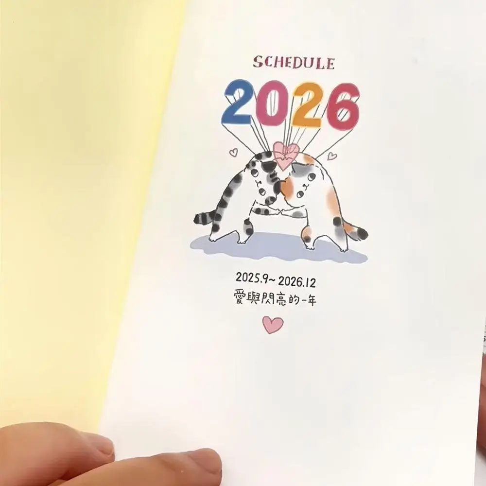 Cartoon Cute Kitten Illustration 2026 Planner with Calendar To Do List B6 Notebook Appointment Book Gift