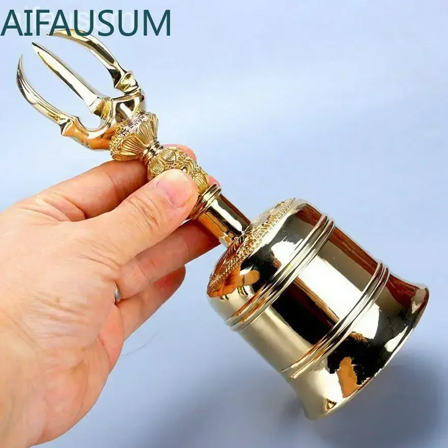 Exquisite Copper tokkosho Vajra bell gokorei Three-pronged Vajra Handbells meditation  jingle bells,19cm