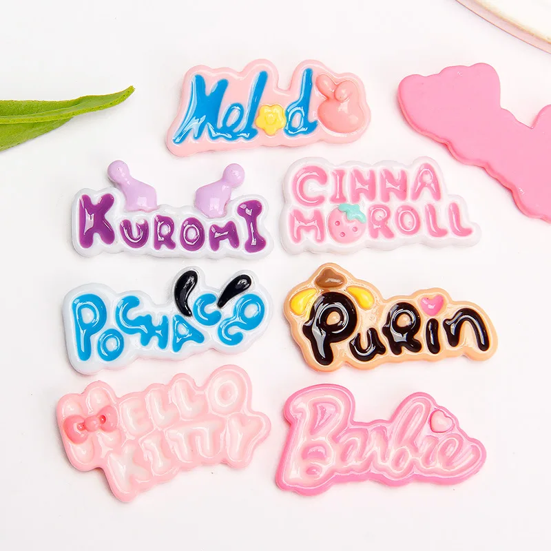 5pcs Cute English Letter Creative Handmade Sanrio Resin Flatback Charms for Diy Resin Crafts Materials Scrapbooking Embellisdmen