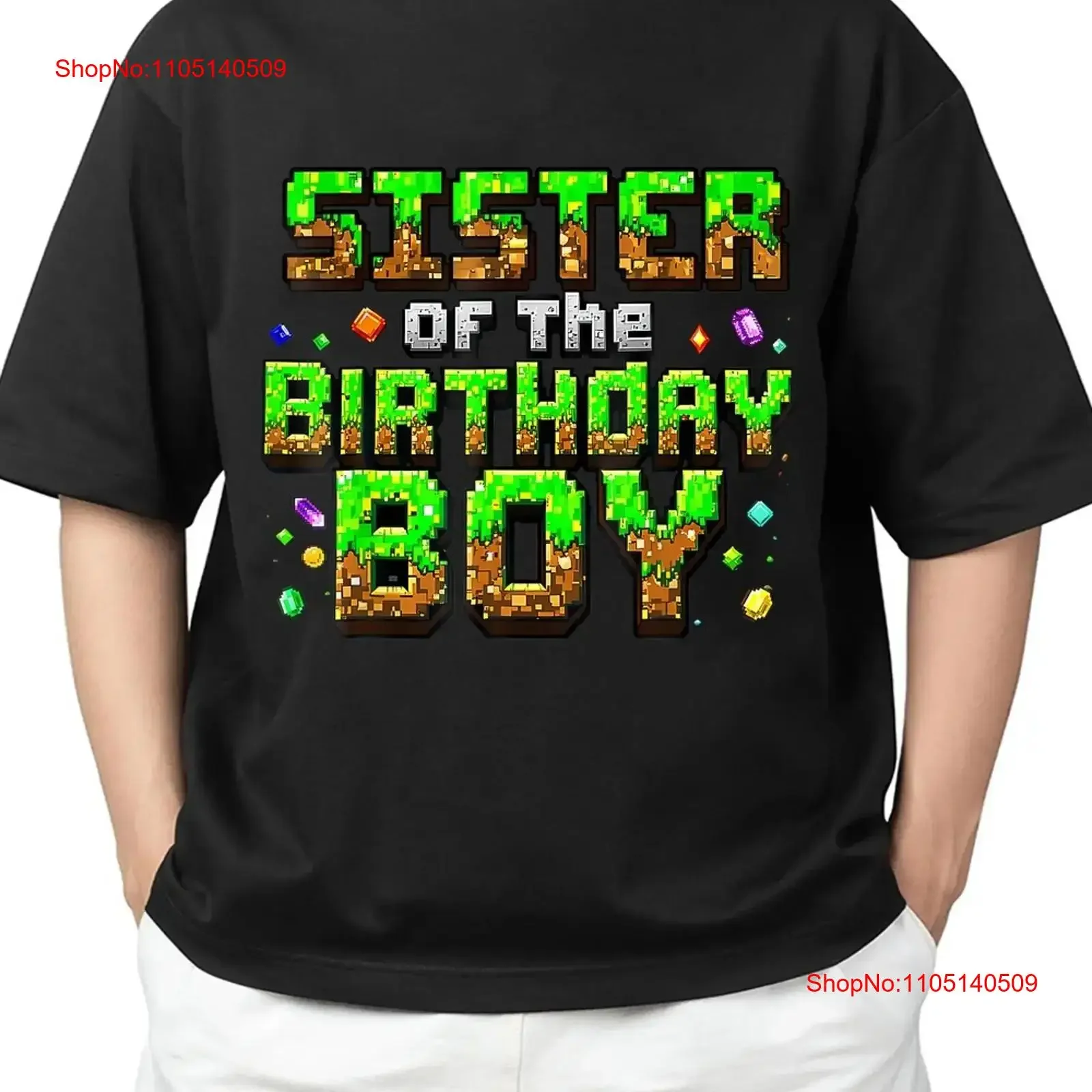 

Matching Pixel Family Bday Party T Shirt Fit for S 4XL vintage Washed Slightly graphic designer clothes homme Versatile