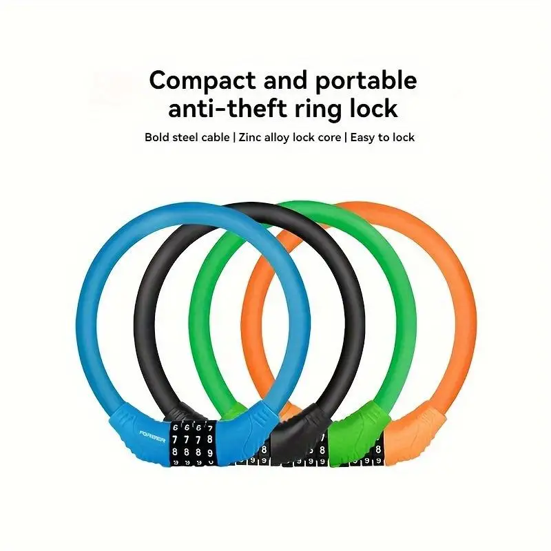 1pc Heavy Duty Anti Theft Bicycle Chain Cable Lock 16inch Resettable Combination Security Lock for Bikes