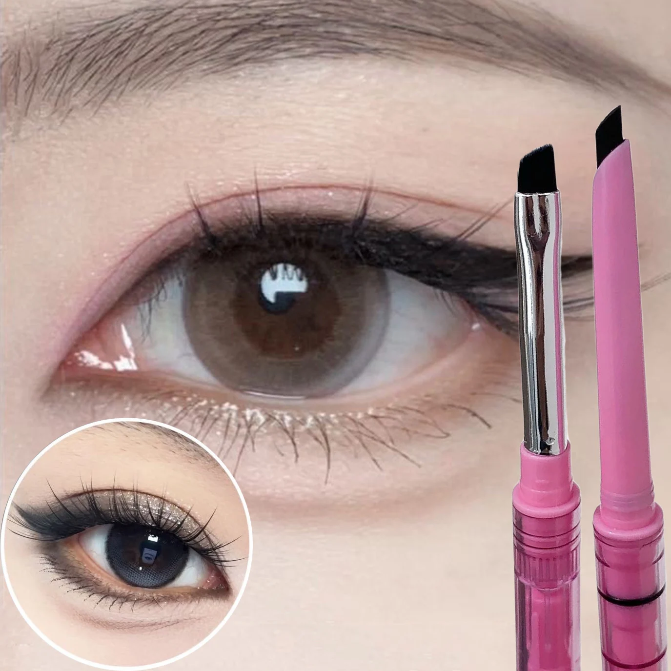 Lápiz delineador de ojos de doble punta de larga duración, resistente al agua, con alta pigmentación, lápiz delineador de ojos, herramientas de maquillaje de color a la moda para mujer