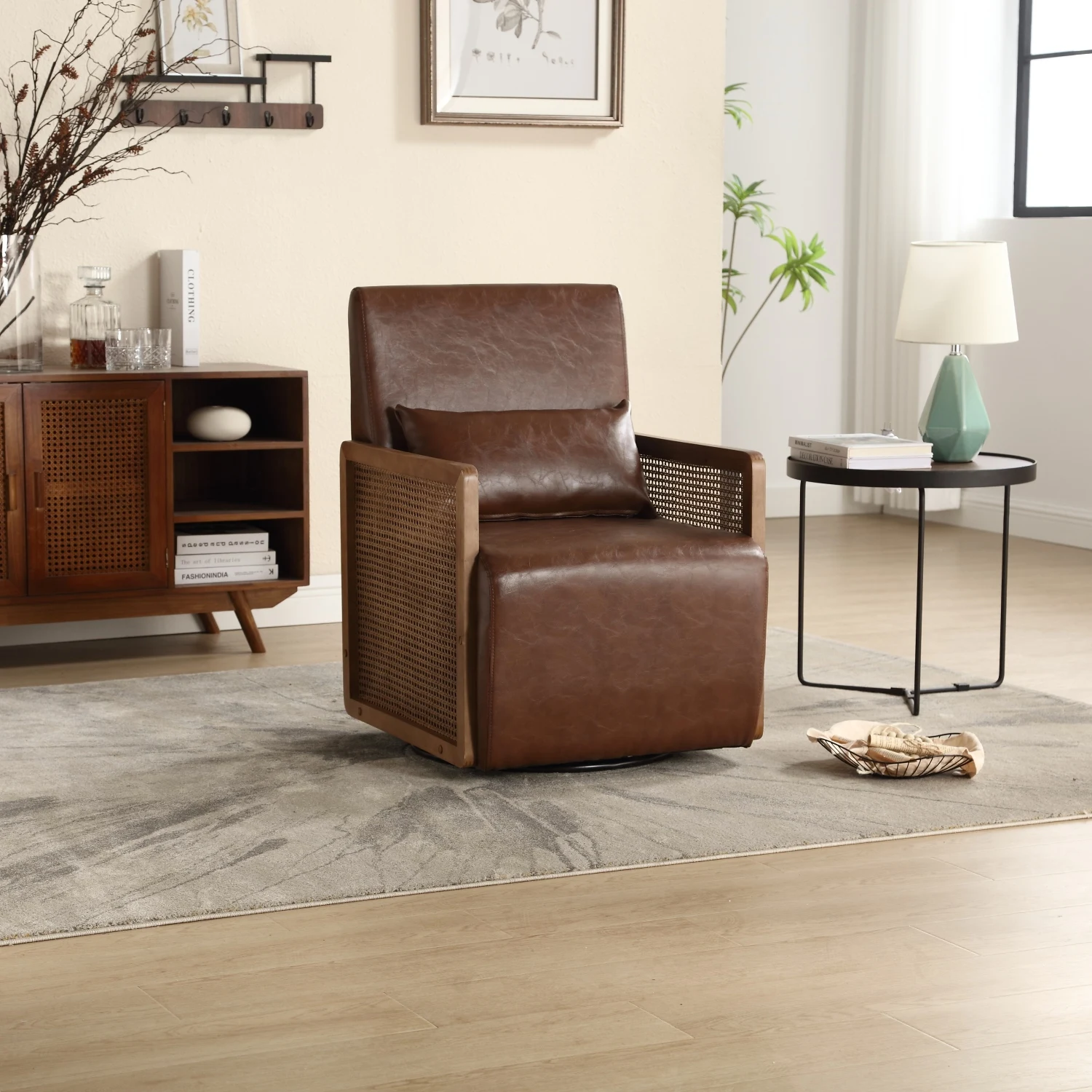 COOLMORE Modern Comfortable Upholstered Accent Chair/ PU Leather Chair for Living Room, Bedroom