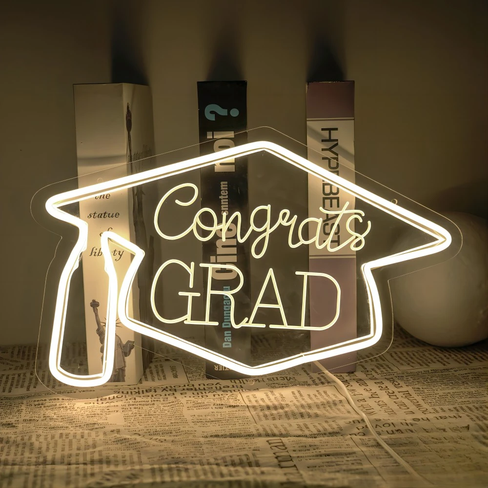 12 Color Congrats GRAD Neon Sign Engrave Personality LED Lights For Graduation Ceremony Decors Bedroom Decoration Support Custom