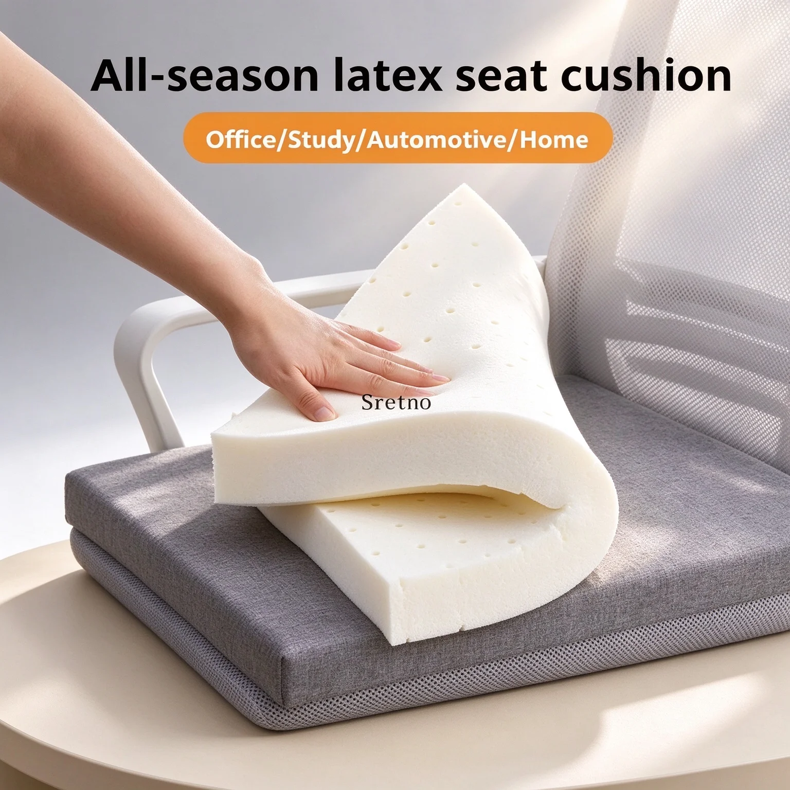 Natural Latex Seat Cushion Breathable Non-Slip Comfort Office Chair Pad for Long Time Sitting Students&Adults, Car Seat Cushions