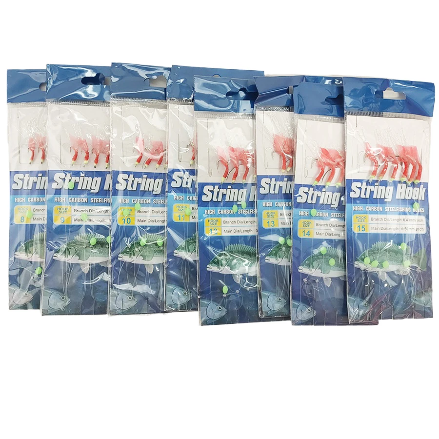Angelköder-Rigs-Set, 8 Packungen, Angelköder-Rigs, leuchtendes Köder-Rig mit scharfen Haken, weicher Angelköder, Surf-Angel-Rigs, Salzwasser