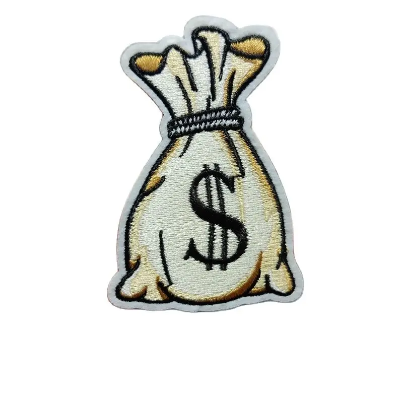 

Dollar Money Bag Embroideried Patch Wholesale Cheap Custom DIY Embroidery Patch For Jackets Shirt Front Patches