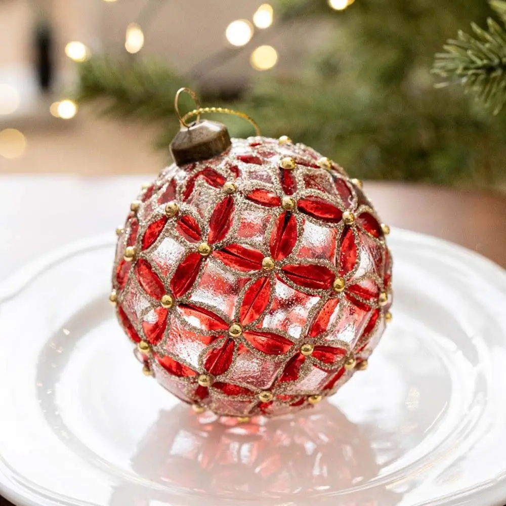 8 سنتيمتر عيد الميلاد كرات زجاجية معلقة قابلة لإعادة الاستخدام متعدد الألوان عيد الميلاد الكرة الزخرفية الكورية نمط شجرة عيد الميلاد المعلقات الطرف #4