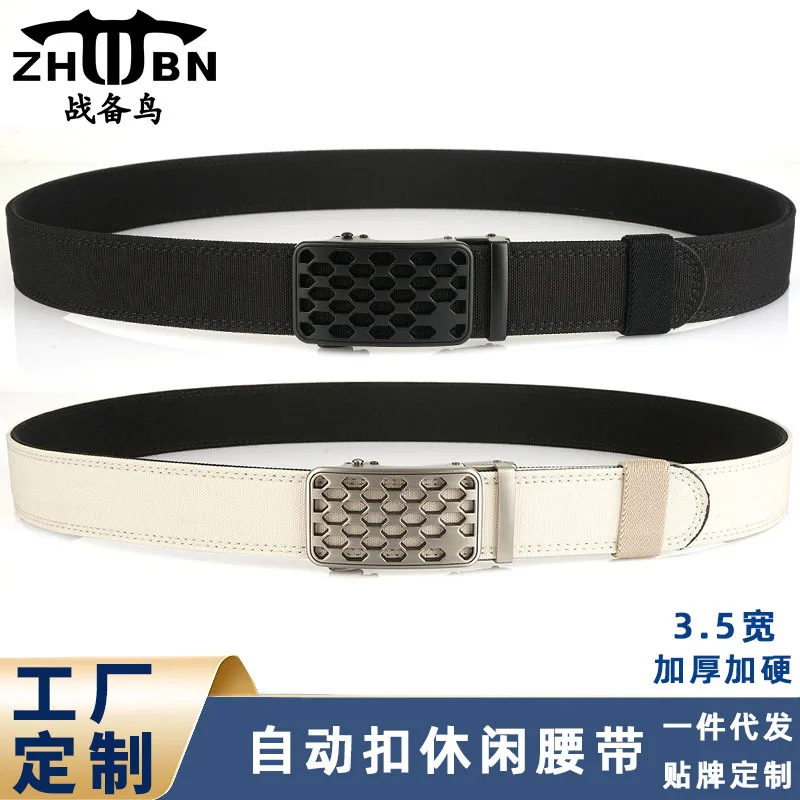New 3.5 Men's Automatic Buckle Double layer Thickened and Hardened Non woven Belt Outdoor Leisure Versatile Belt Pants Belt