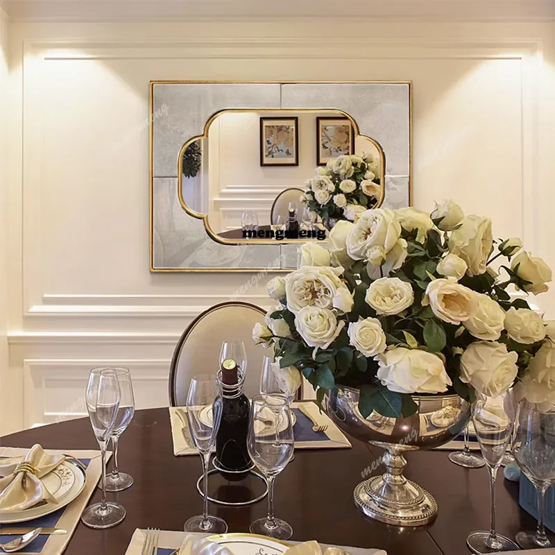 New design Customized Entrance Mirror Wall Hanging Restaurant Bedroom Makeup Mirror Combination Wall Light Luxury Decorative Mir