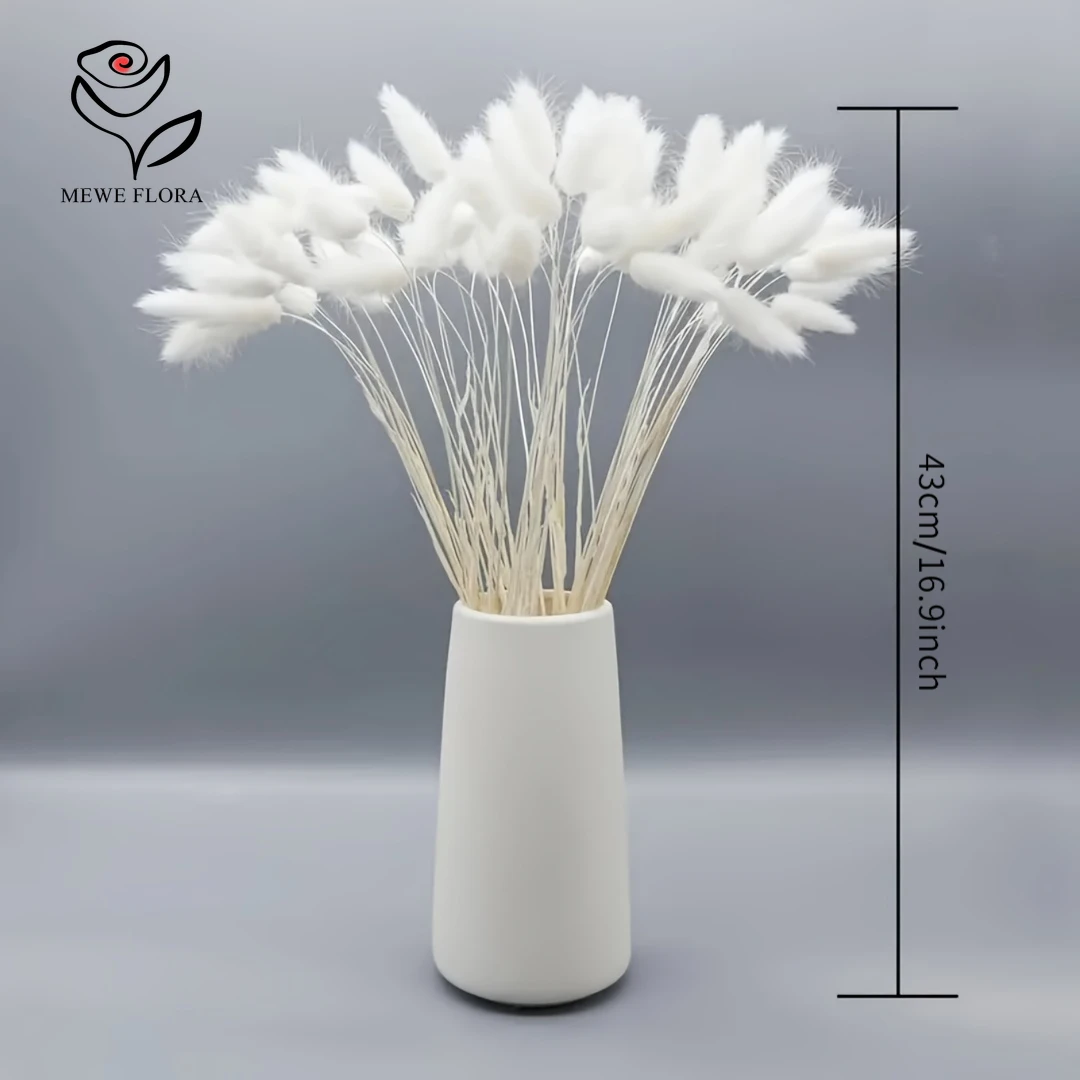 150PCS White Natural Fluffy Rabbit Tails Pampas Grass Decoration Home Dried Flower Arrangements Boho Rustic Wedding Decorative